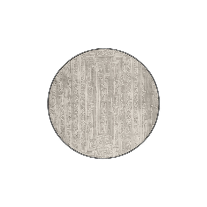 Tapis gris lavable à la machine, Rond 8 pi