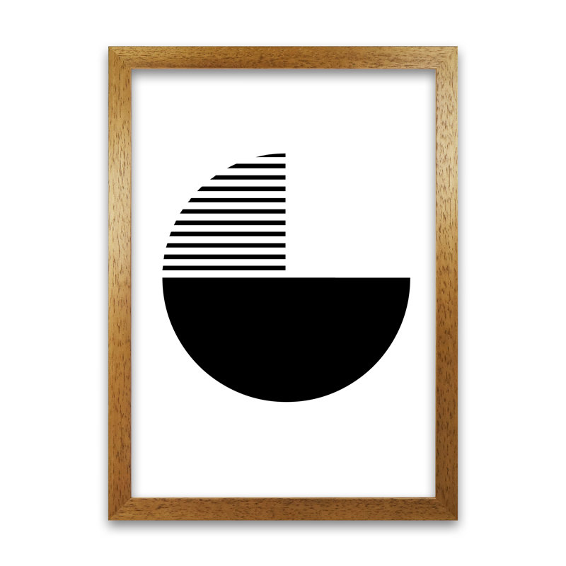 Mid Century Black Original - Print, 84cm H x 59cm W x 3cm D, Oak Frame