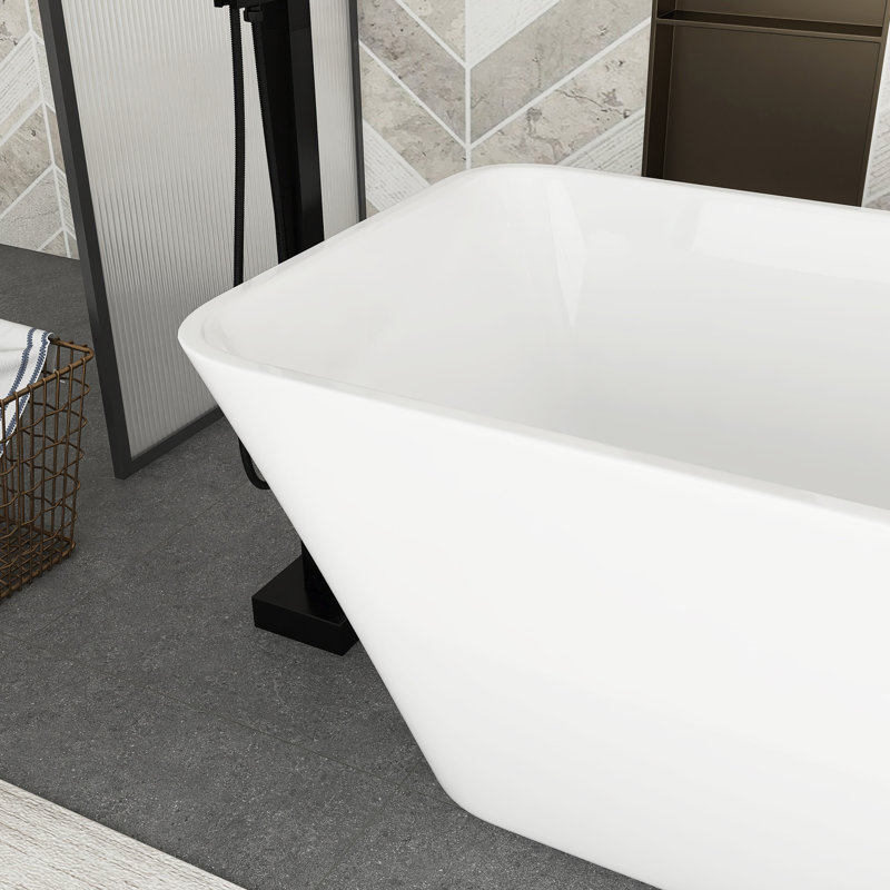 59" White Acrylic Freestanding Bathtub