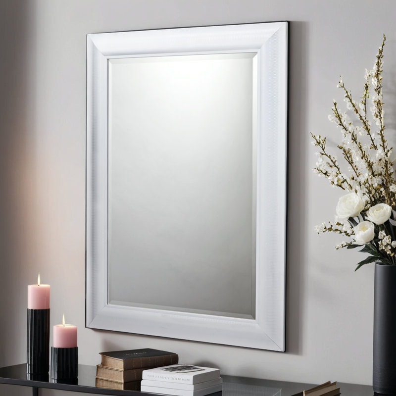 Abbeyville Framed Wall Mounted Accent Mirror, 118cm H x 92.5cm W, White