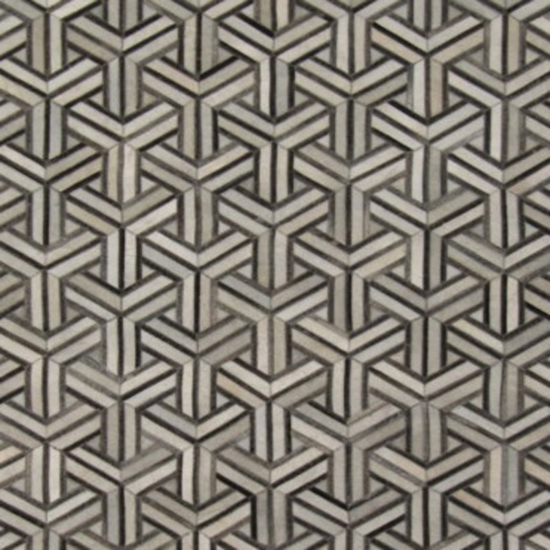 Cowhide Geometric Area Rug in Black/Gray, Square 9'