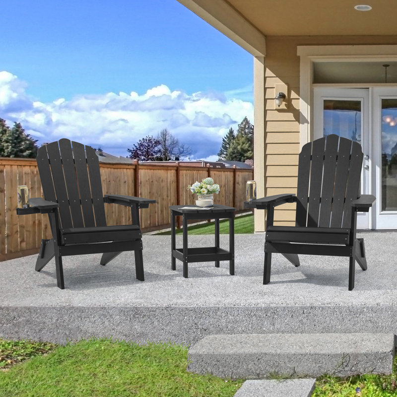 Chaise Adirondack pliante en plastique Shubhika, Noir