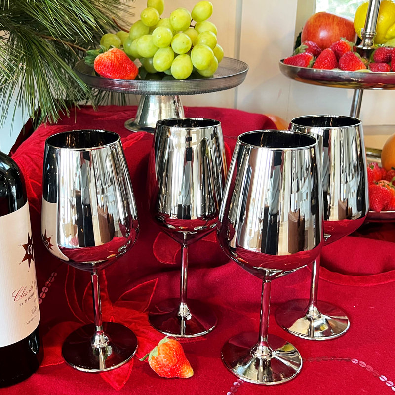 Set Of 4 Long Stem Wine Glasses