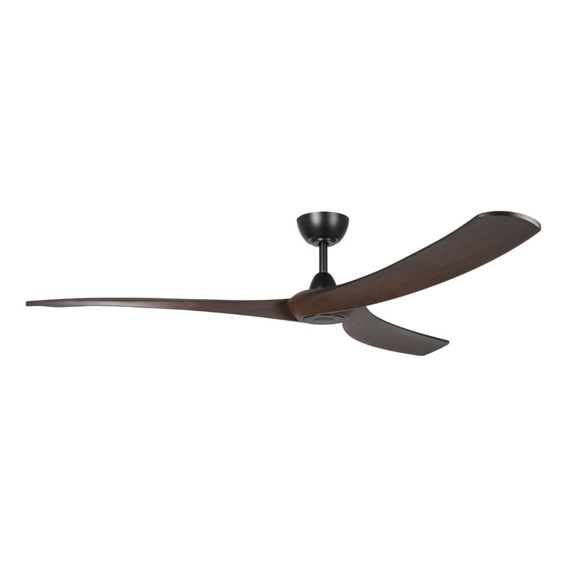 Gallashaw Black 72 inch Ceiling Fan, Black, 80" H x 72" W x 72" D, Dark Brown Wood