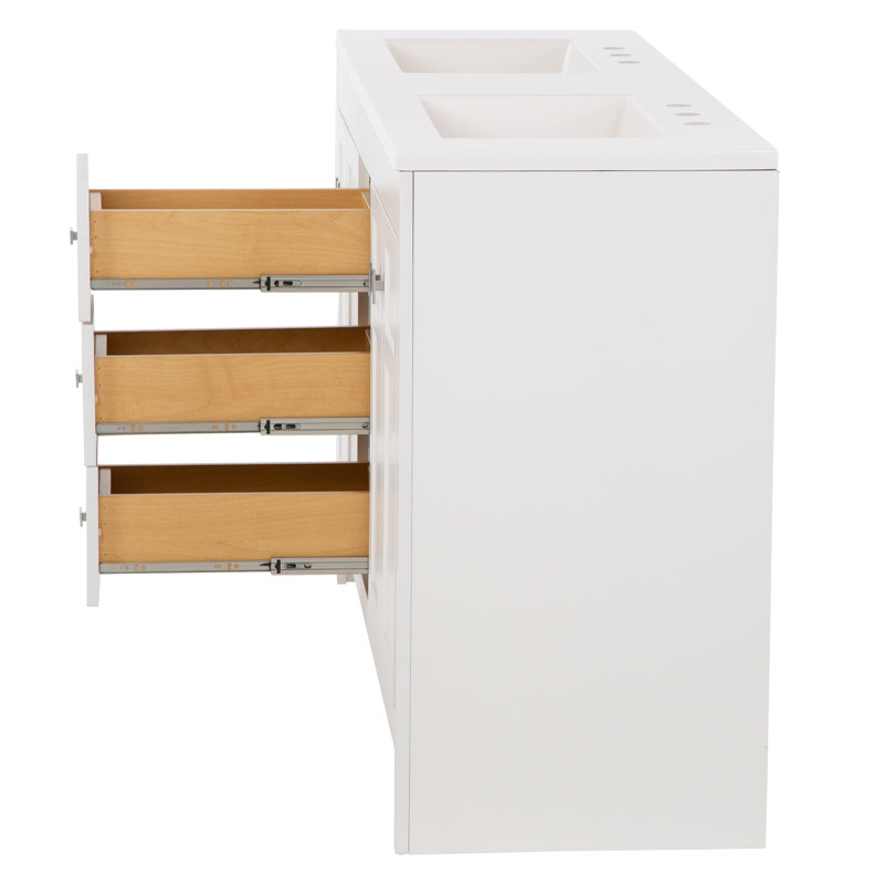 60.5" Double Bathroom Vanity With Cultured Marble Top, White