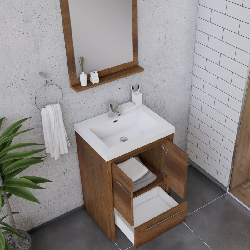 Ensemble de meuble-lavabo simple 24 po Feike, Brun