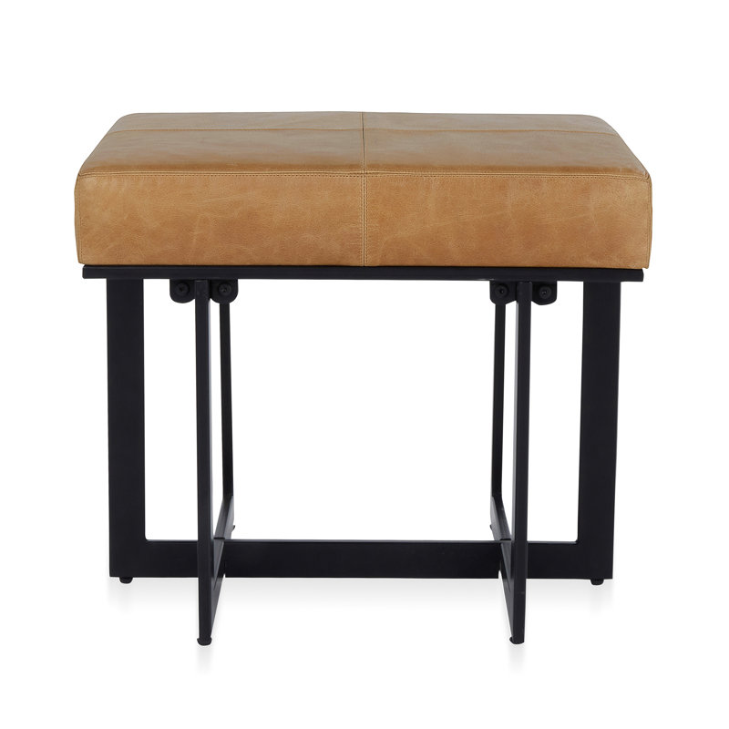 Tabouret d'appoint en cuir Calvin, Brun