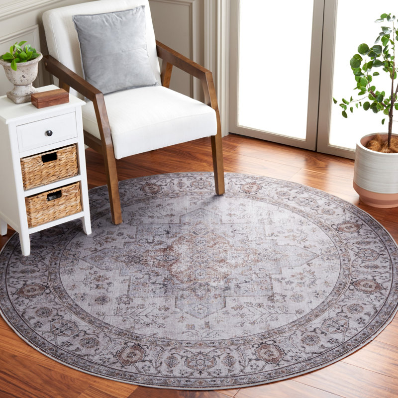 Melaya Performance Machine Washable Oriental Rug, Round 6'