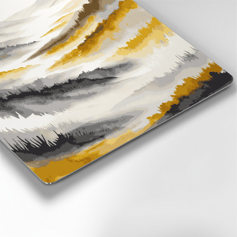 Aquarelle paysage 67, art mural en métal beige, H 18 po x l 12 po