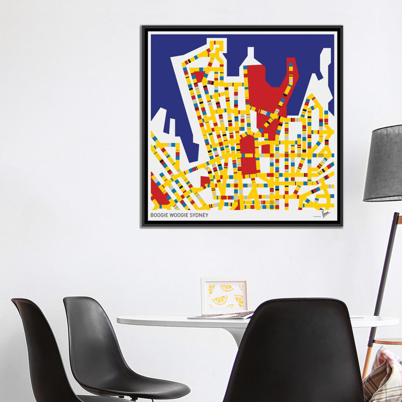 « sommier woogie sydney », reproduction d’impression sur toile, H 18 po x l 18 po x P 1,5 po, Toile avec cadre noir