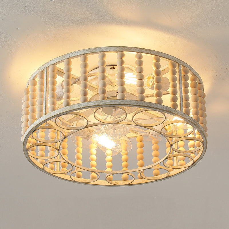 Ventilateur de plafond en cage 20 po avec lumière et télécommande Aaru pour chambre à coucher / salon / salle à manger Aaru