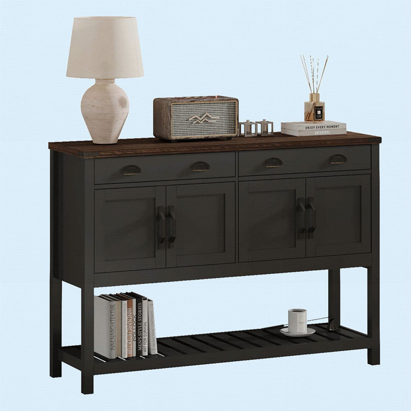 Console de rangement 47 po Modern Farmhouse, Noir