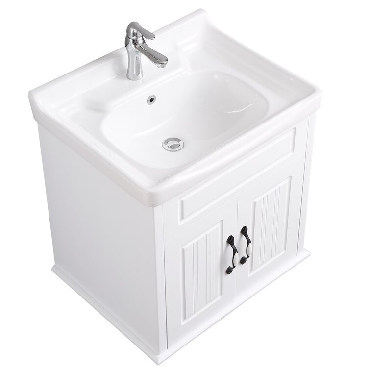 Plaza Basin And Under Sink Cabinet Set, Ceramic, High Gloss, White