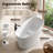 51" Solid Surface Oval Freestanding Bathtub with Overflow and Drain Assembly with Integral Seat and Headrest-129416653