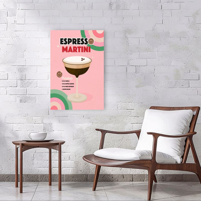 Espresso Martini Recipe Playful Retro Vintage Wall Art Print by Dominique Vari - Wrapped Canvas Print