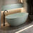 55' Freestanding Bathtub In Turquoise Solid Surface, Walls, Slow Heat Dissipation, Smooth And Delicate, Easy To Clean Surface Soaking Tub, Overflow Pop - Up Drain, Touch, Wear , Comfortable Bath