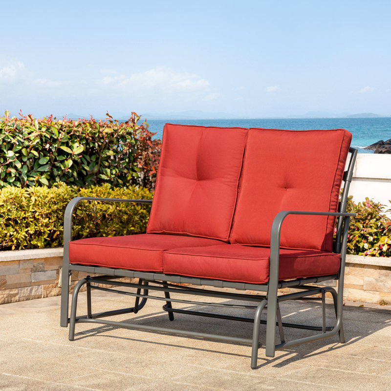 Banc d'extérieur en métal avec coussins Bindman, Rouge