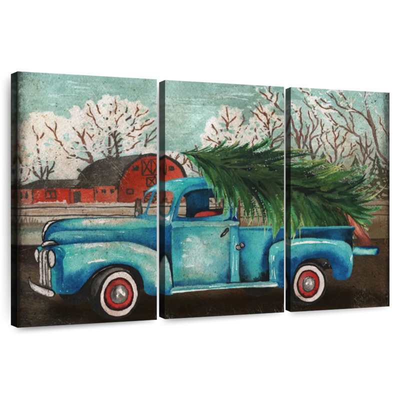 Mehar Blue Truck And Tree I, 24" H x 38" W