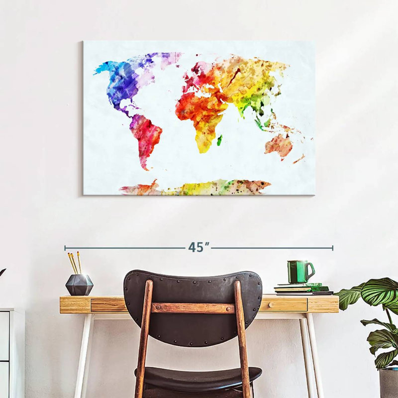 Aliaz Temperate World Map, 26" H x 39" W