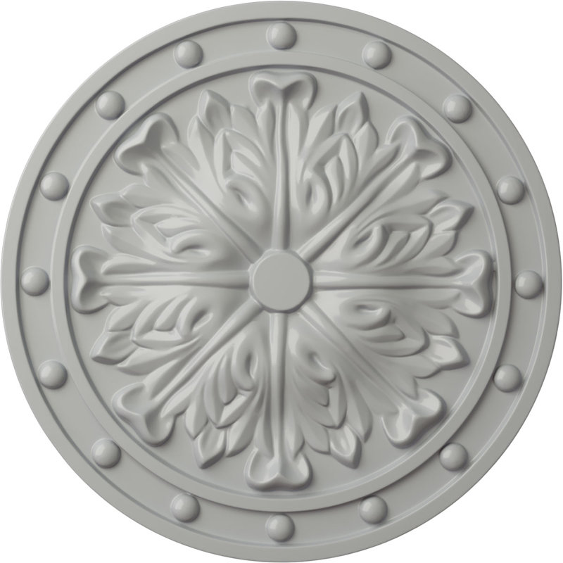 Médaillon de plafond traditionnel Endurathane Kepler, DO 19 3/4 po x P 1 1/2 po (pour auvents jusqu'à 4 1/2 po), finition craquelée en pierre de château peinte à la main