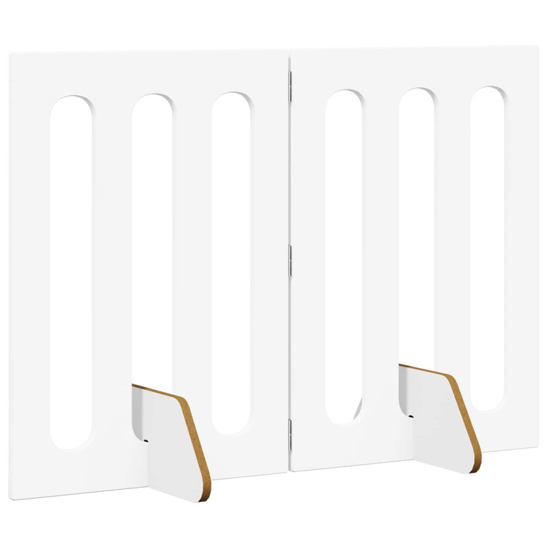  Folding Pet Fence Engineered Wood Living Room Flexible Easy Assembly, 70cm H x 100.5cm W x 38cm D, High Gloss White