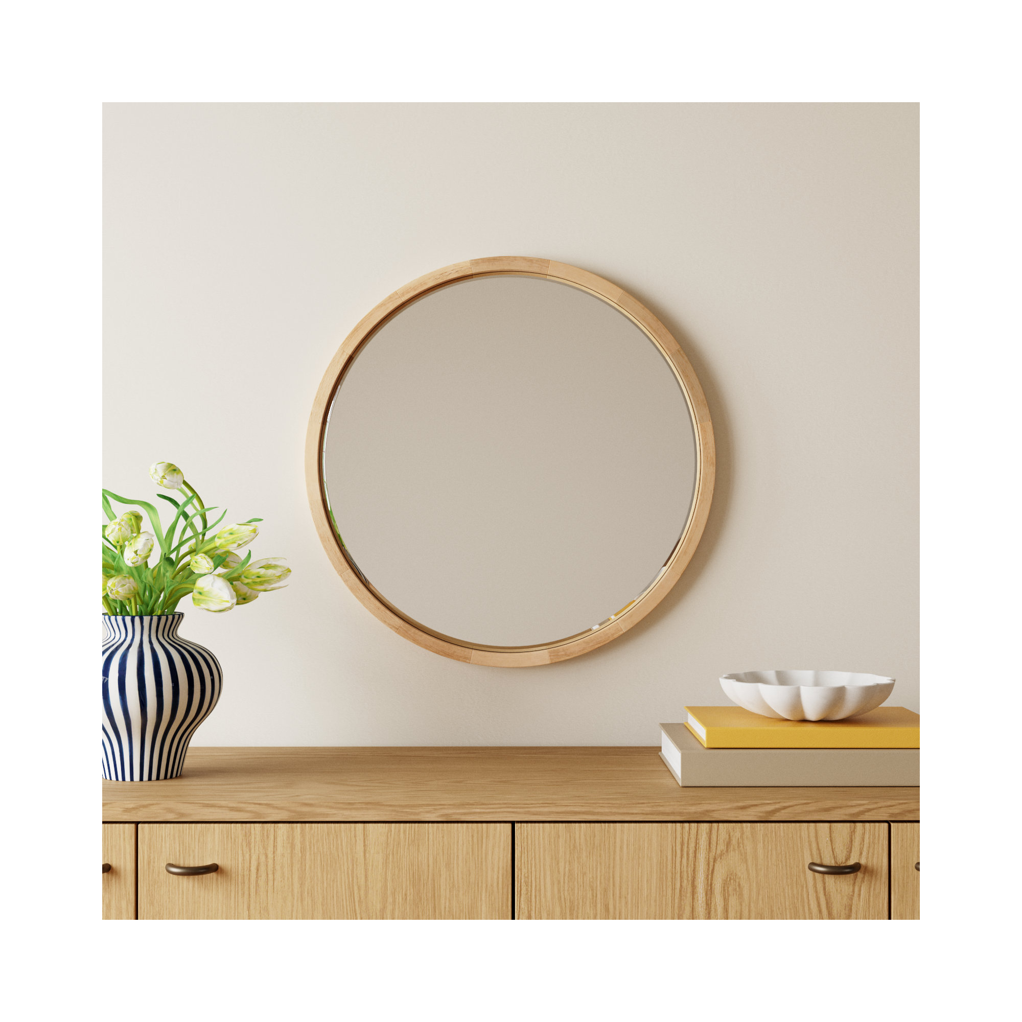 Glover Solid Wood Mirror, 24" x 24", Natural