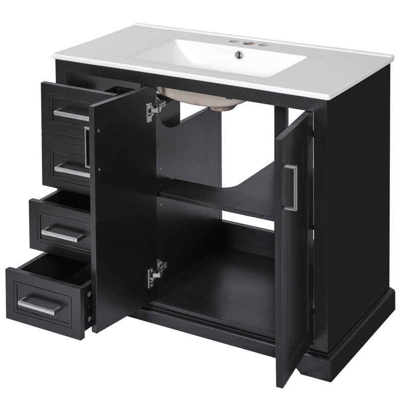 36'' Single Bathroom Vanity With Top, Black