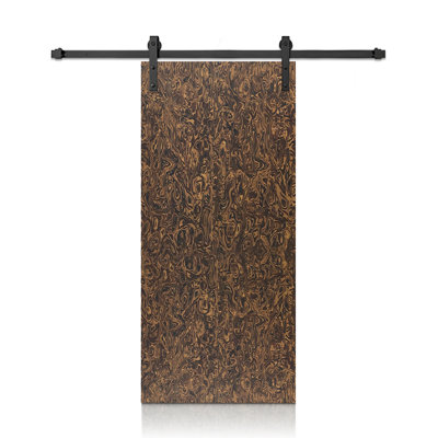 Porte de grange coulissante intérieure en placage creux espresso