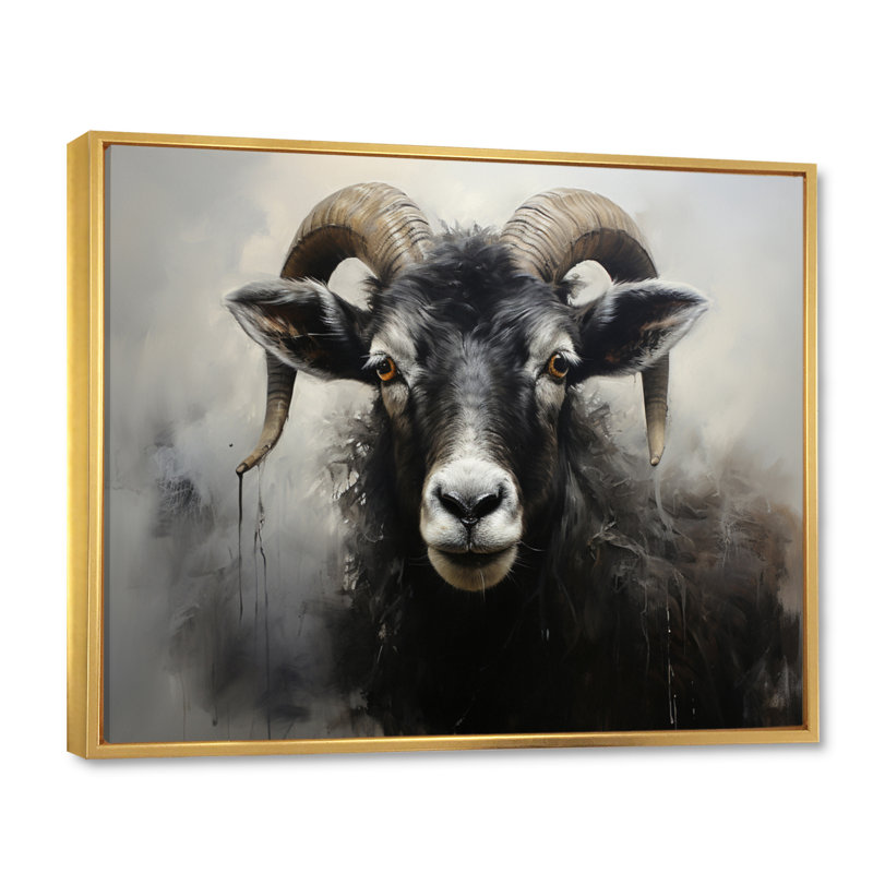 " Charcoal Sheep Beauty II ", Gold Floater Framed, 30" H x 40" W x 1.5" D