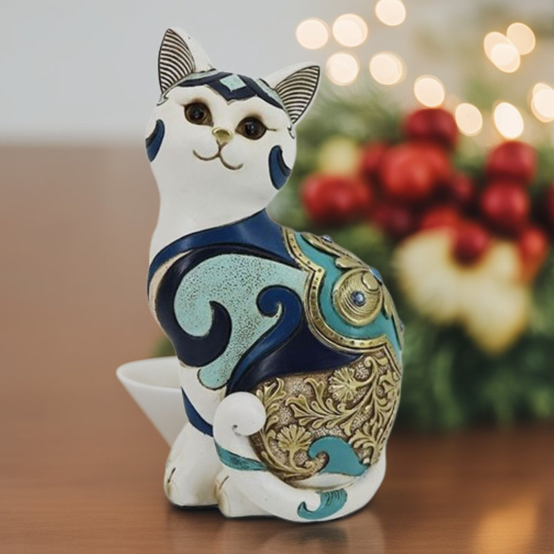 8"H White Cat Figurine