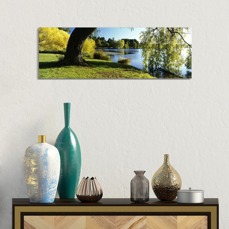 Willow Tree by a Lake, Green Lake, Seattle, Washington State, USA 1 Piece Wrapped Canvas Panoramic Wall Art