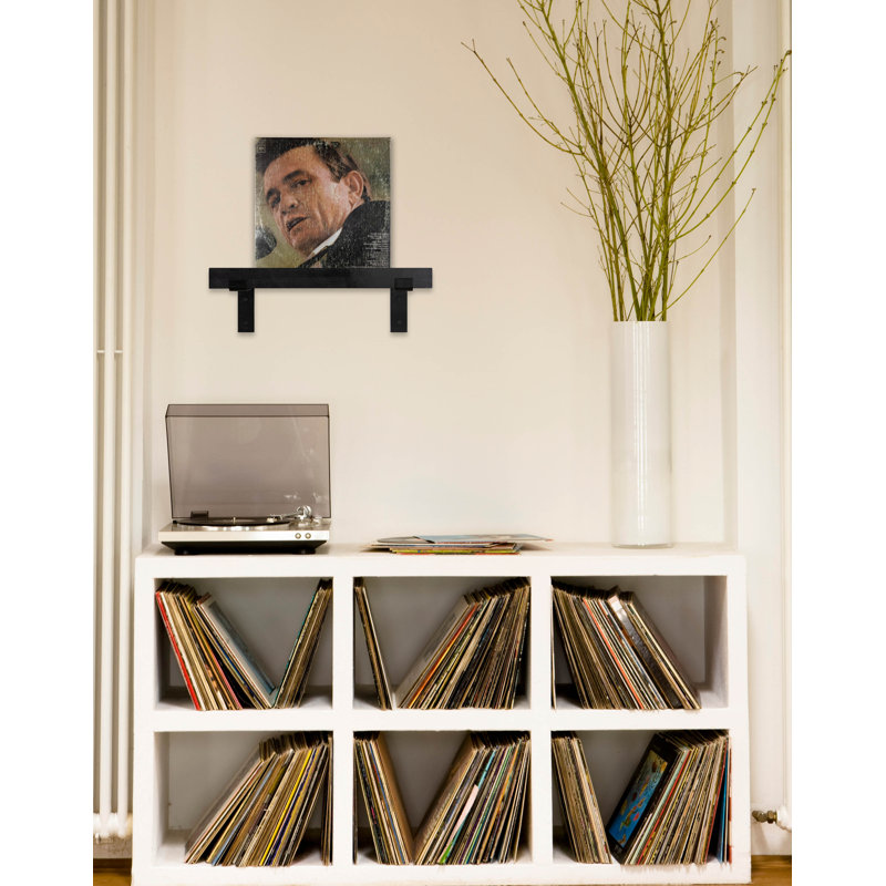 Rayne Record Display Shelves, Black, 13x3x2