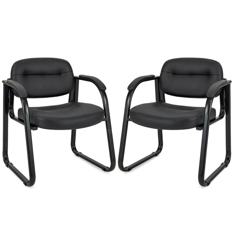 Set Of  2 Meeting Office Chairs Leather Reception Chairs Guest Chairs Home