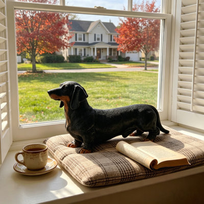 26''Black And Tan Dachshund Statue, Realistic Life Size Wiener Dog Figurine, Resin Puppy Sculpture For Outdoor Patio Yard Deck Lawn Home Backyard Garden Decor, Cute Dog Ornament Gift For Dog Lovers