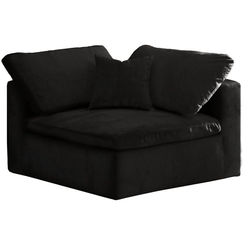 Fauteuil en velours et demi Cozy, Velours noir