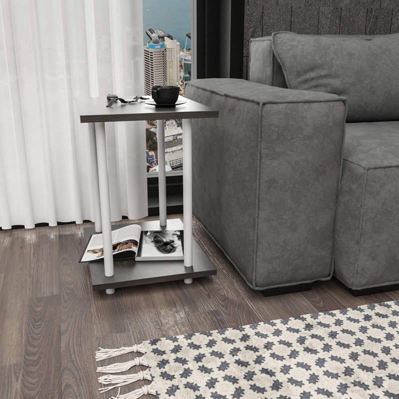 End Table, Dark Brown, White