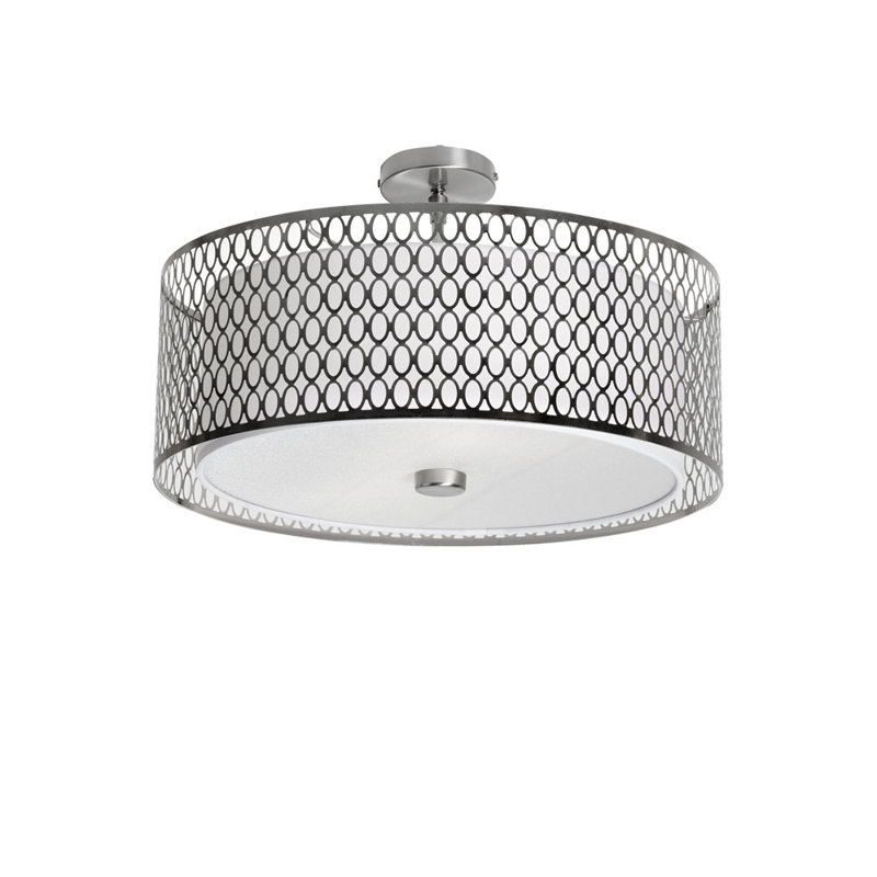 Kirkbride 3 - Light Dimmable Drum Chandelier, Satin Chrome, 8.5" H x 17" W