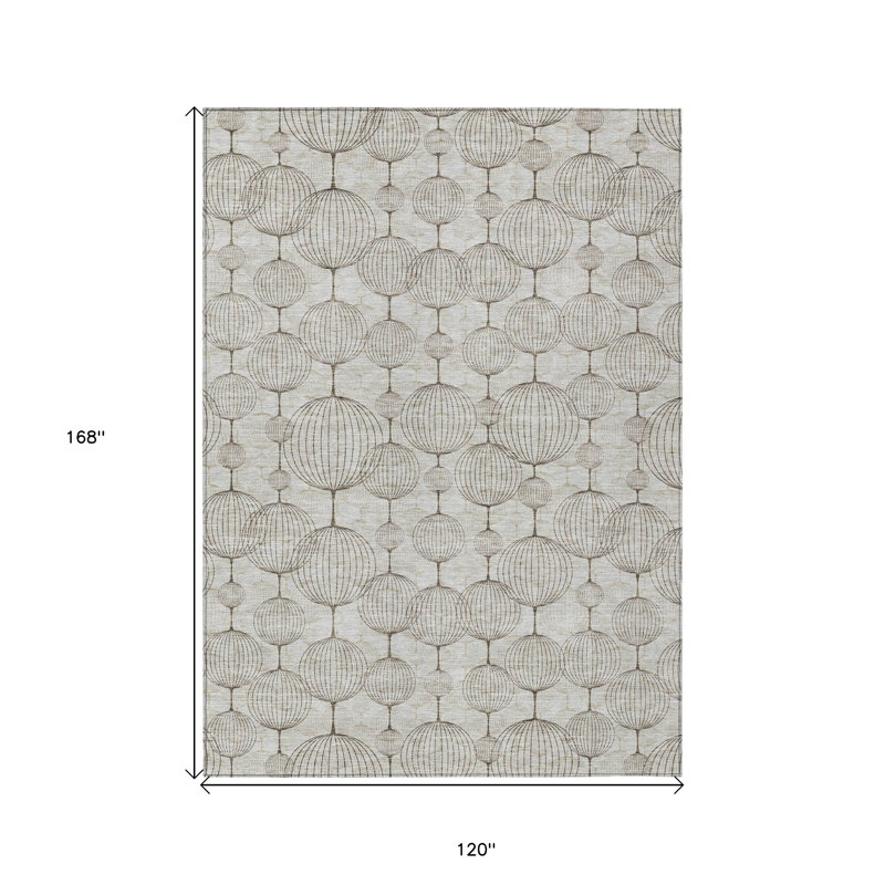 Tapis extérieur lavable à motif géométrique beige et brun 10 pi x 14 pi
