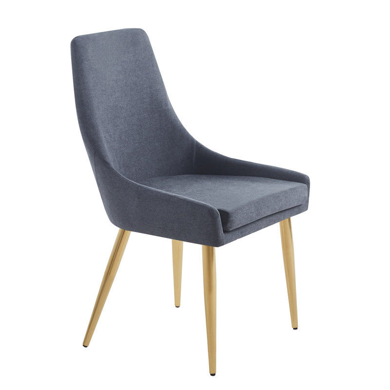 Chaises de salle à manger en tissu de 2, sans accoudoirs, avec structure en acier inoxydable, Gris
