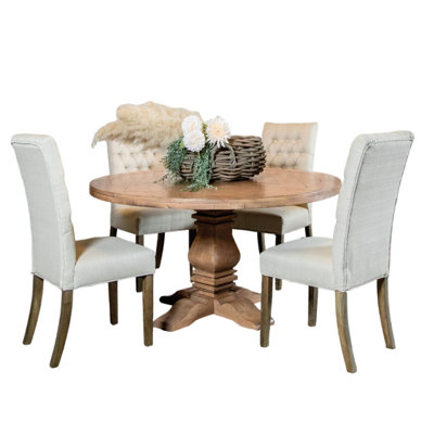 Rustic Honey 5-Piece Round Dining Table Set