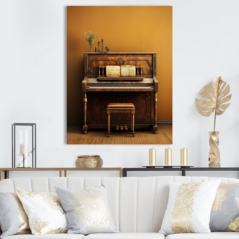 Vintage Piano Rustic Melody III - impressions sur toile de piano, Toile tendue, H 40 po x l 30 po