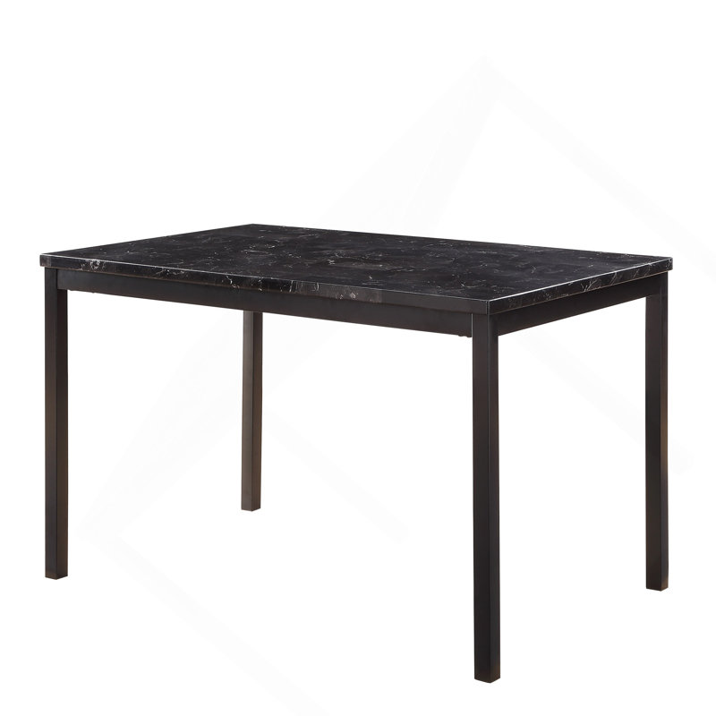 Charmante table de salle à manger avec cadre en métal et plateau en faux marbre pour une expérience culinaire élégante