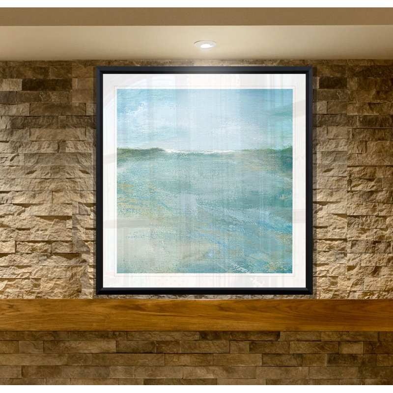 " Ocean Breaking " Painting Print, 27" H x 27" W x 1.5" D, Black Framed