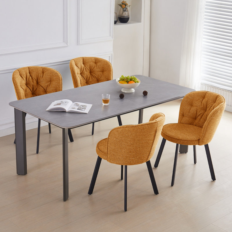 41cm H Fabric Upholstered Side Chair, Yellow
