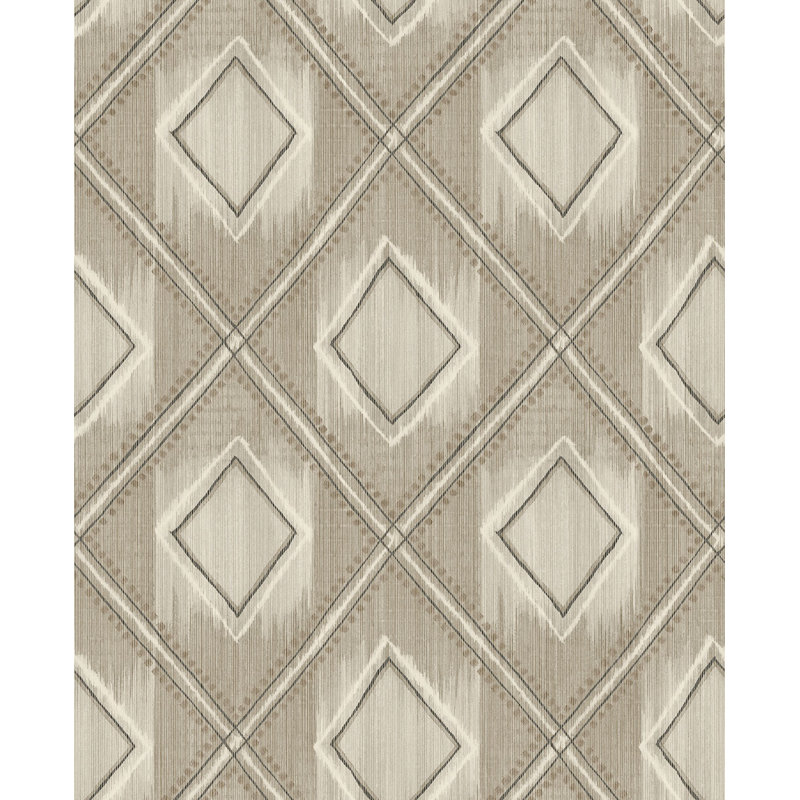Genghis Ikat Double Roll, Brown/Beige/Cream