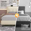 Cadre de lit double avec lumière DEL, station de charge et tête de lit réglable, support de lattes en bois, haut-parleur Bluetooth, aucun sommier nécessaire-1869852684