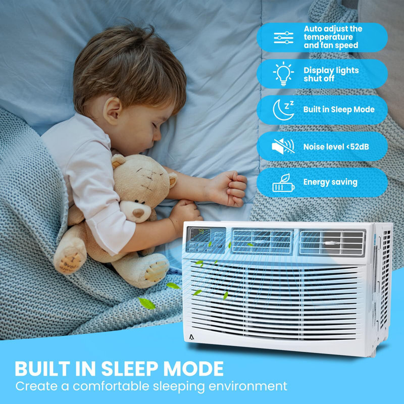 8000 BTU 11 CEER Window Air Conditioner Auto Restart Dehumidifier AC w/Remote