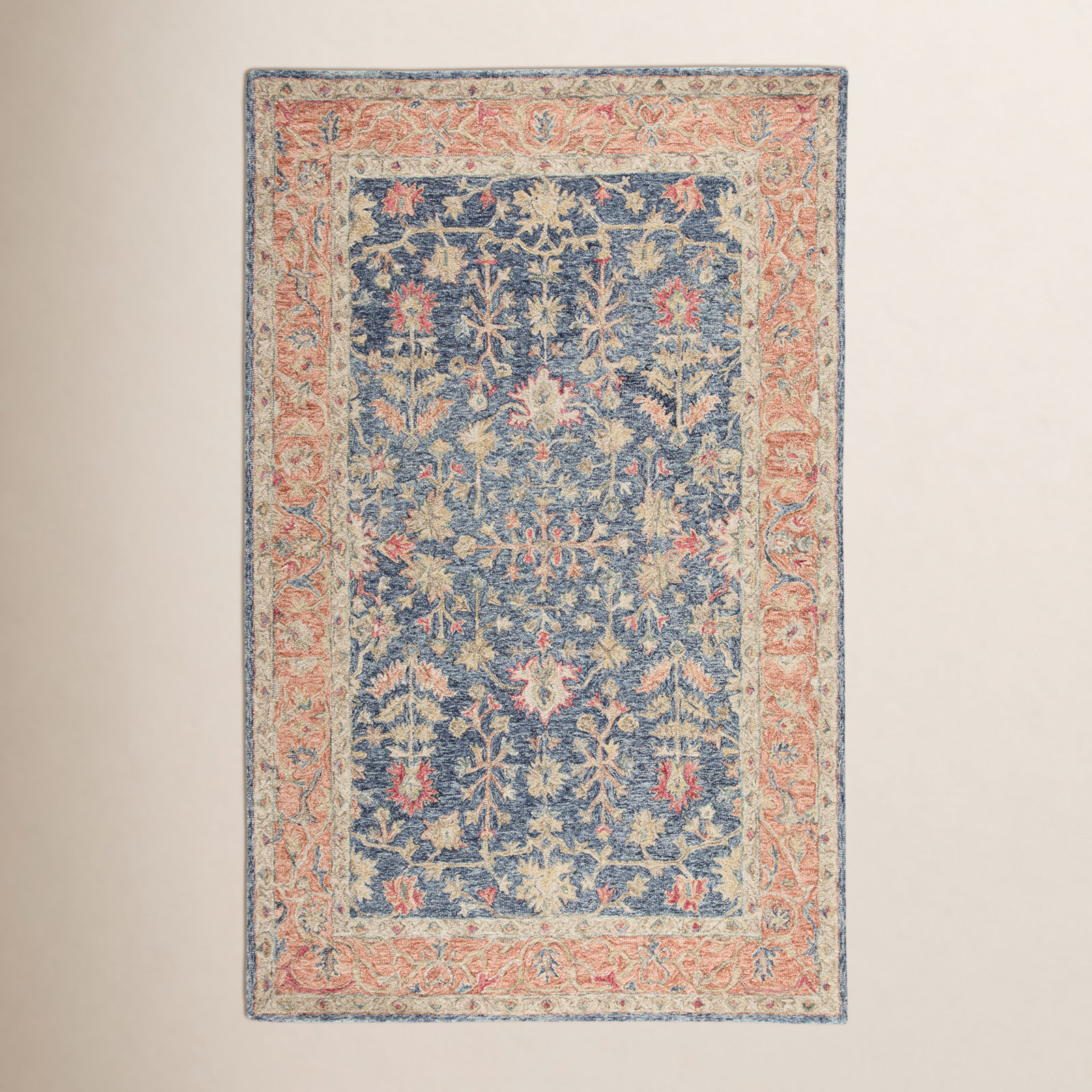 Lindsay Blue Orange Hand-Tufted Wool Oriental Rug, Rectangle 10' x 14'