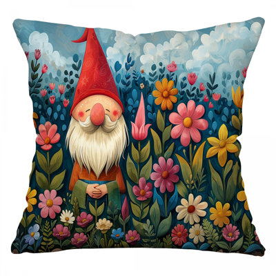 Gnome Garden Microsuede Reversible Throw Pillow