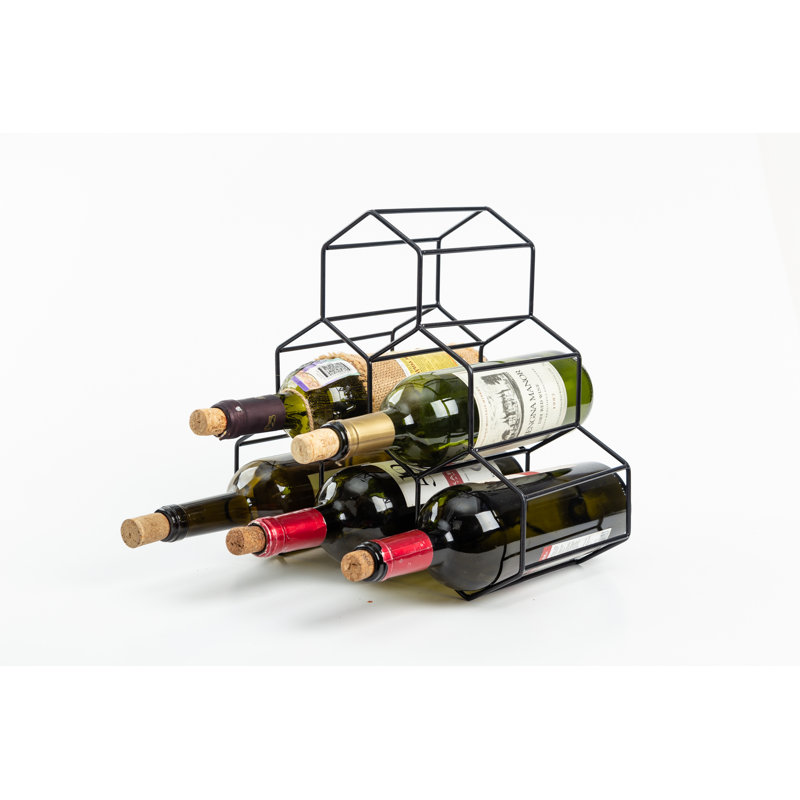 6 Bottle Tabletop Wine Bottle Rack, Black